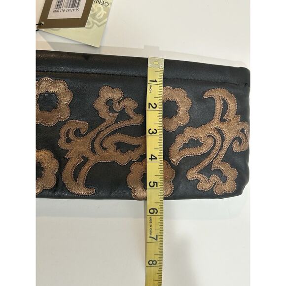 Vintage NWT Great American Leatherworks Black Bronze Leather Clutch Bag Purse - Picture 9 of 9